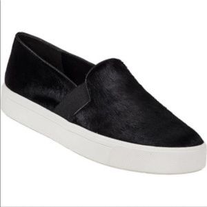 Vince Black Berlin Calf Hair Slip-On Sneakers